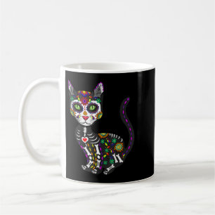 Cute Sugar Skull Mexican Cat Halloween Day Of The Coffee Mug