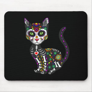 Cute Sugar Skull Mexican Cat Halloween Day Of The  Mouse Mat