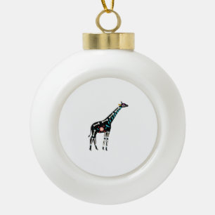 Cute Sugar Skull Mexican Giraffe Halloween Day Of Ceramic Ball Christmas Ornament