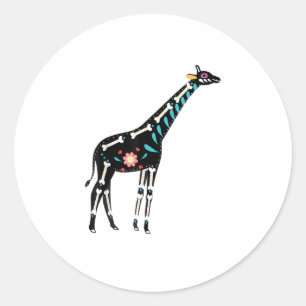 Cute Sugar Skull Mexican Giraffe Halloween Day Of Classic Round Sticker