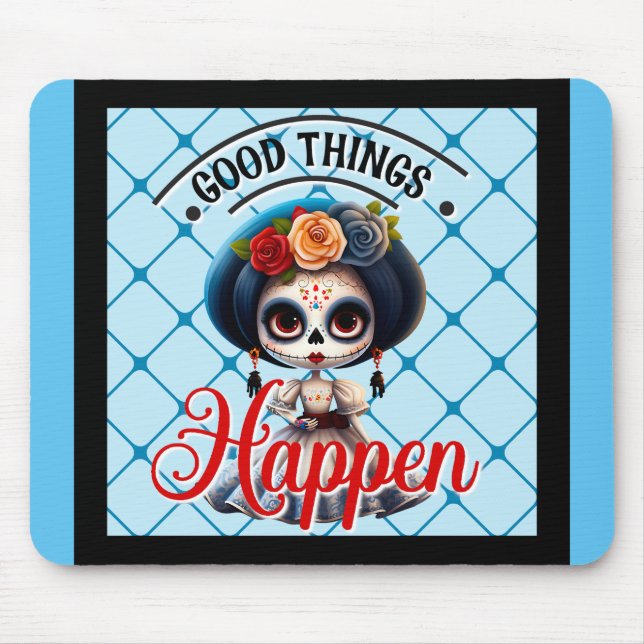 Cute Sugar Skull  Mouse Mat (Front)