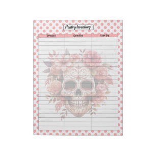Cute Sugar Skull Pantry Inventiory Notepad