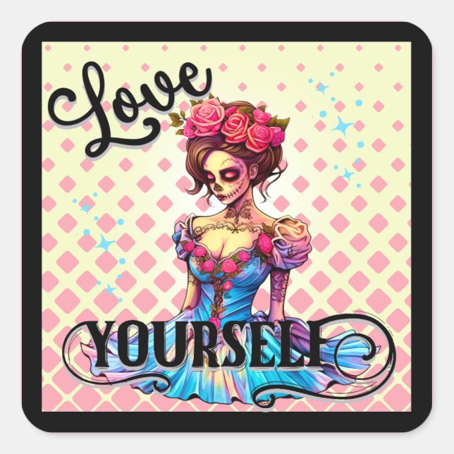 Cute Sugar Skull  Square Sticker (Front)
