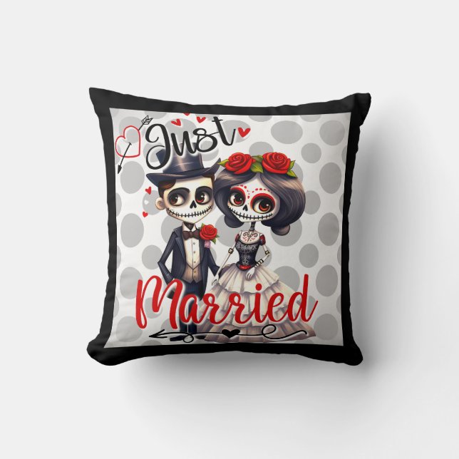 Cute Sugar Skull Throw Pillow (Front)