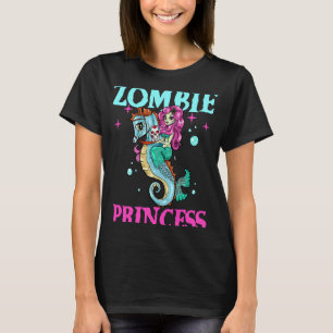 Cute Sugar Skull Zombie Mermaid Halloween Costume T-Shirt