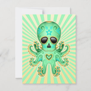 Cute Sugar Skull Zombie Octopus - Green
