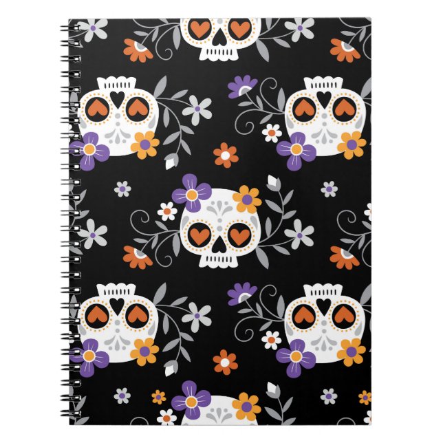 Cute Sugar Skulls Hand Drawn Notebook (Front)