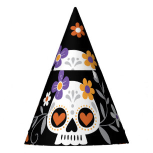 Cute Sugar Skulls Hand Drawn Party Hat