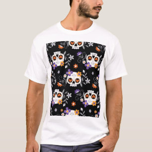 Cute Sugar Skulls Hand Drawn T-Shirt