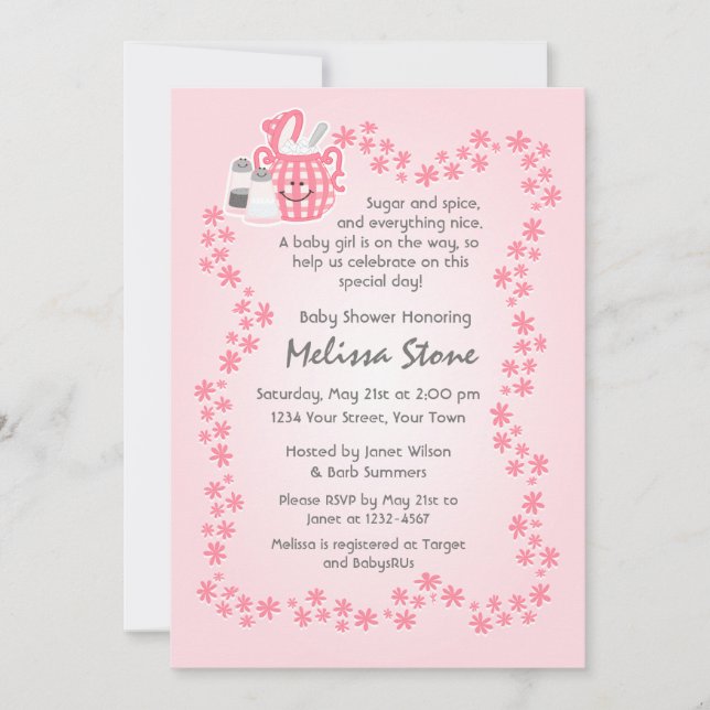 Cute Sugar & Spice Baby Shower Invitation (Front)