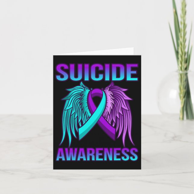 Cute Suicide Awareness Wings Happy Support Graphic Card (Front)