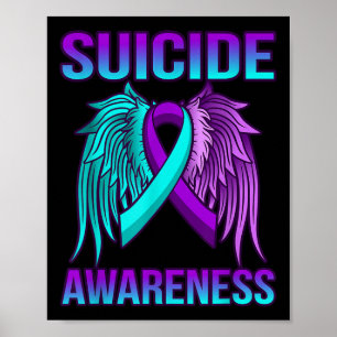 Cute Suicide Awareness Wings Happy Support Graphic Poster