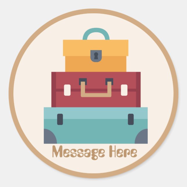 Cute suitcase travel adventure add message sticker (Front)