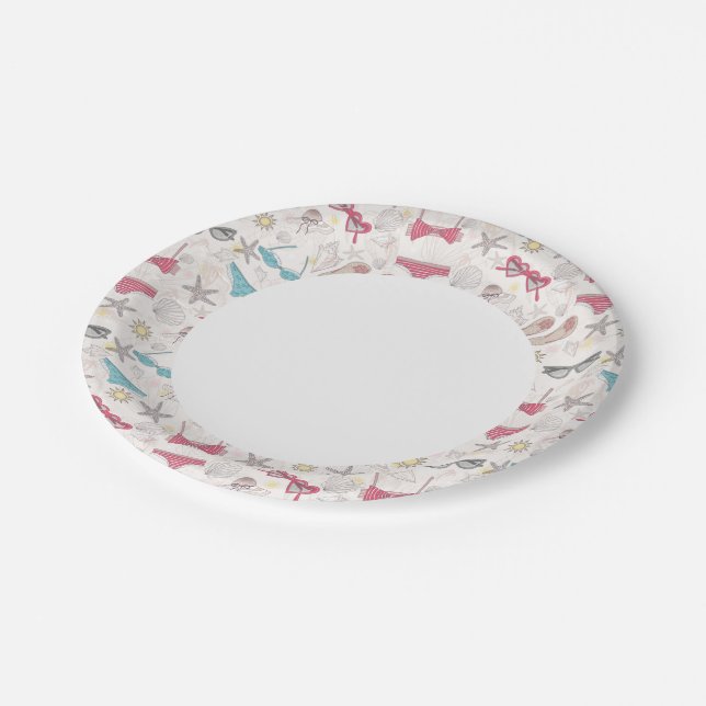 Cute Summer Abstract Pattern Paper Plate (Angled)