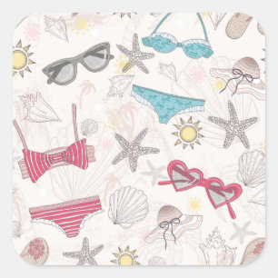 Cute Summer Abstract Pattern Square Sticker