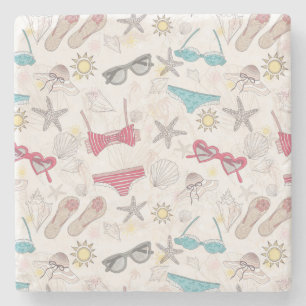 Cute Summer Abstract Pattern Stone Coaster