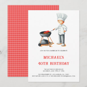 Cute Summer Barbecue 40th Birthday Invitation