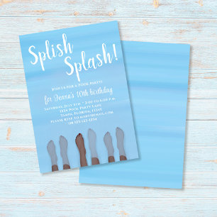 Cute Summer Beach & Lake Ocean Girly Party Invitation