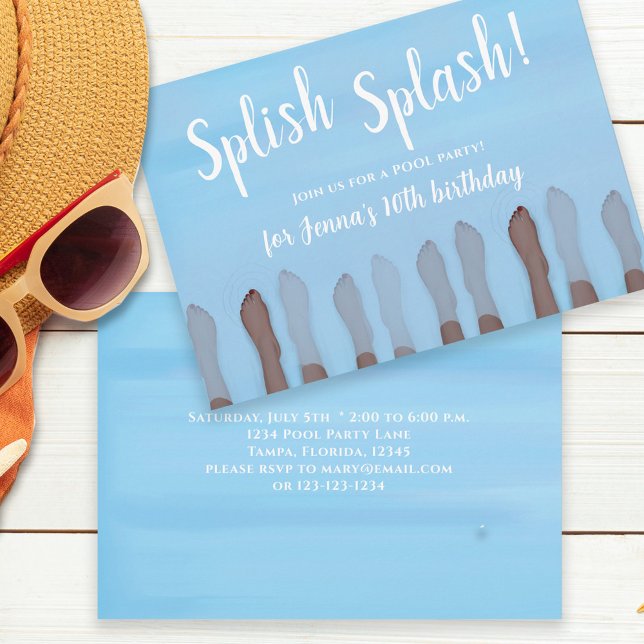 Cute Summer Beach Lake Ocean Girly Party  Invitation (Creator Uploaded)