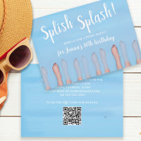 Cute Summer Beach Lake Ocean Girly Party QR Code