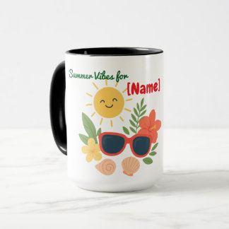 Cute Summer Beach Mug Personalised Name | Sun