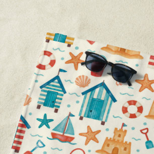 Cute Summer Beach Ocean Print Beach Towel