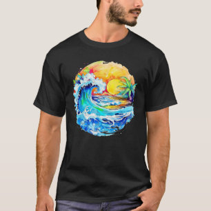 Cute Summer Beach  Ocean Waves Sunset Vintage T-Shirt