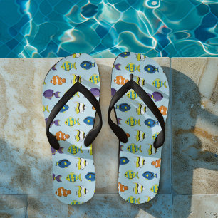 Cute Summer Beach Tropical Fish Pattern Flip Flops