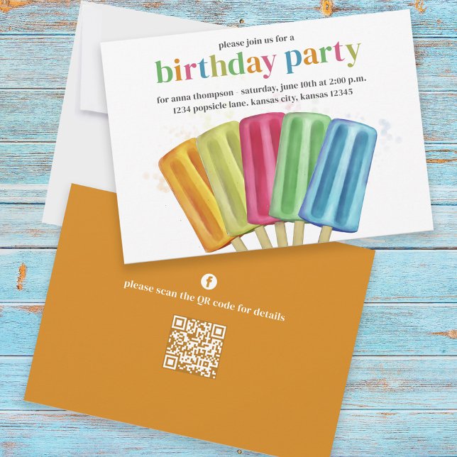 Cute Summer Birthday Party Custom Popsicles Invitation (Creator Uploaded)
