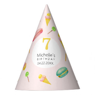 Cute Summer Birthday Party Watercolor Illustration Hat