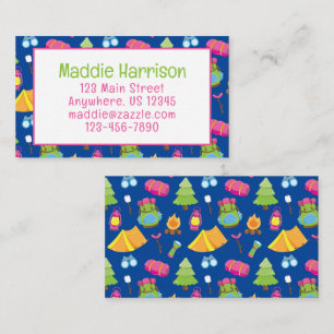Cute Summer Camp Pattern Contact Card