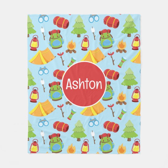 Cute Summer Camp Pattern Fleece Blanket (Front)