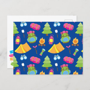 Cute Summer Camp Pattern Postcard