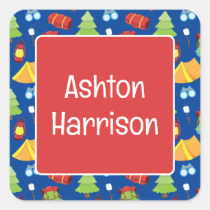 Cute Summer Camp Pattern Square Sticker
