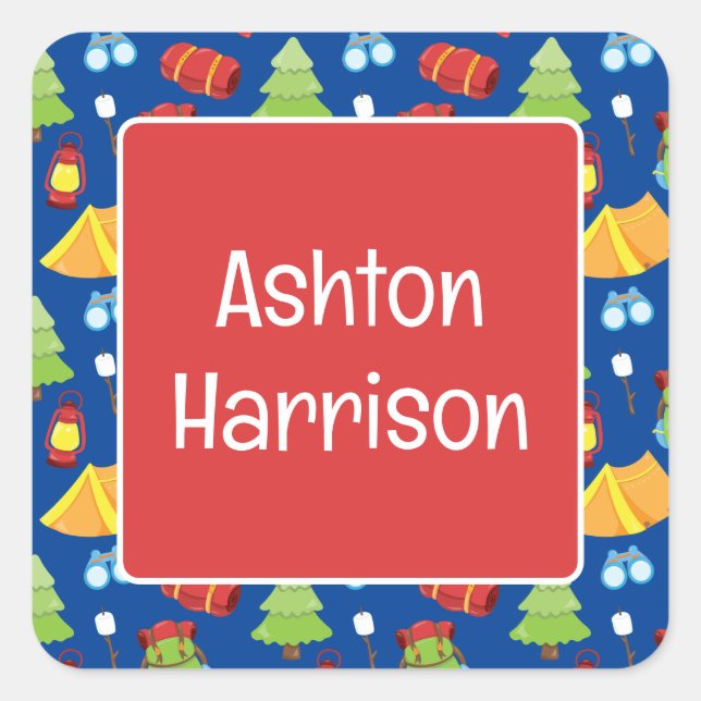 Cute Summer Camp Pattern Square Sticker (Front)
