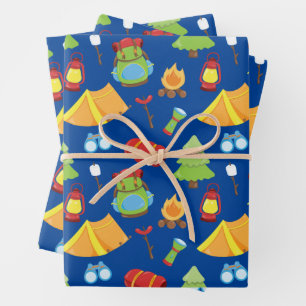 Cute Summer Camp Pattern Wrapping Paper Sheet