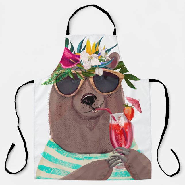 Cute summer cartoon bear apron (Front)