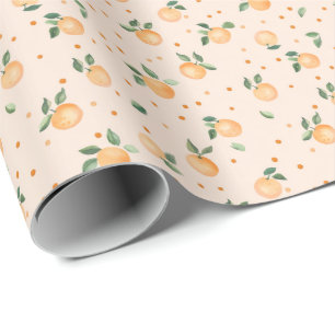 Cute Summer Citrus Oranges Fruit Pattern Wrapping Paper