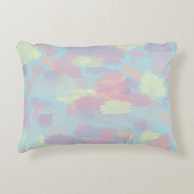 cute summer colourful pastel brushstrokes pattern decorative cushion (Front)