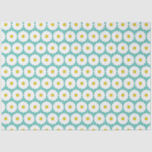 Cute Summer Daisies Pattern on Blue Tissue Paper