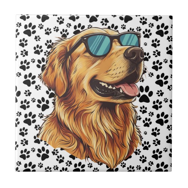 Cute Summer Dog – Adorable Beach Vibes Pup  Tile (Front)