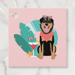 Cute Summer Dog With Sunglasses Favour Tags
