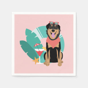 Cute Summer Dog With Sunglasses Napkin