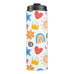 Cute Summer Doodles Whimsical Seamless Pattern Thermal Tumbler