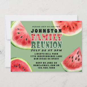 Cute Summer Family Reunion Watermelon Horizontal  Invitation