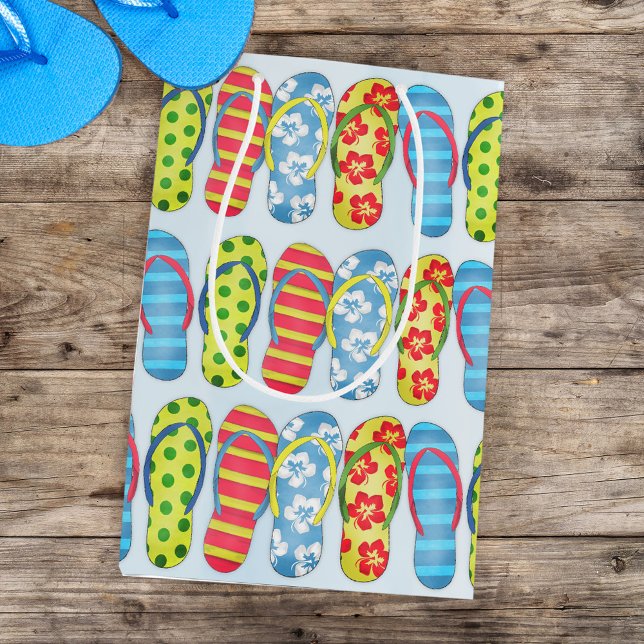 Cute Summer Flip Flops Pattern Medium Gift Bag (Creator Uploaded)