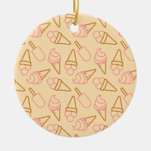 Cute summer food with outline ice cream contours ceramic tree decoration