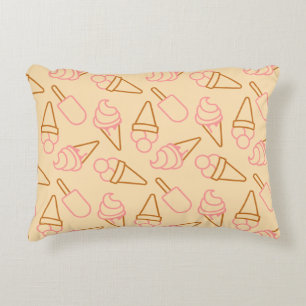 Cute summer food with outline ice cream contours decorative cushion