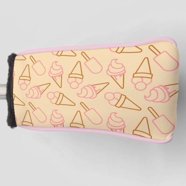 Cute summer food with outline ice cream contours golf head cover (Front)