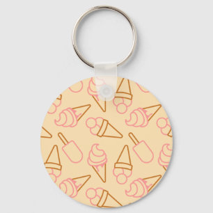 Cute summer food with outline ice cream contours key ring